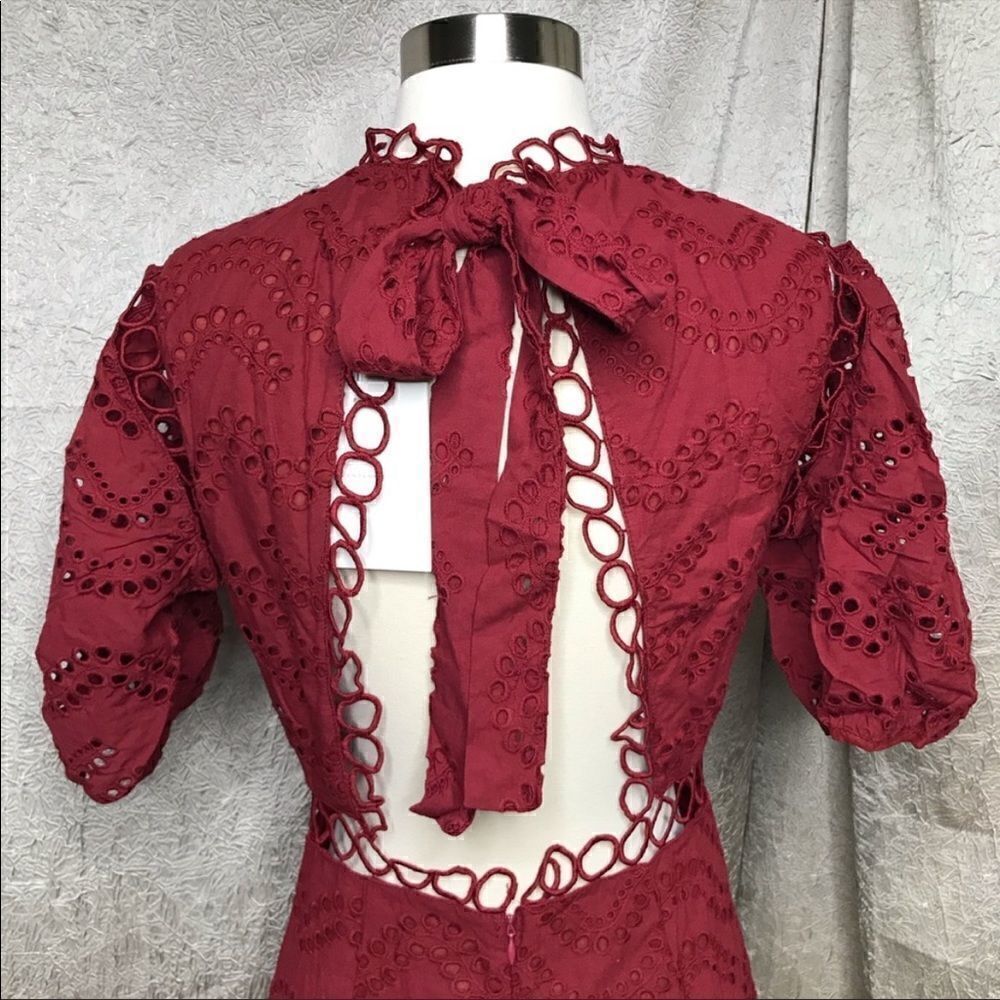 Avantlook Red Puff Sleeve Lace Dress - NWT! - Picture 2 of 9